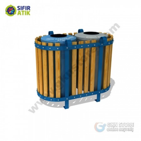 İkili Ahşap Sıfır Atık Kutusu