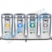 Dörtlü Sıfır Atık Çöp Kutusu Metal