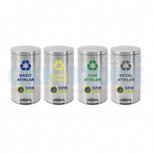 Dörtlü Pedallı Geri Dönüşüm Kutuları