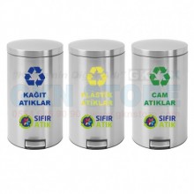 Üçlü Pedallı Geri Dönüşüm Kovası