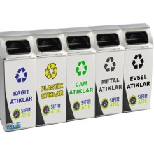 Sıfır Atık Geri Dönüşüm Çöp Kovası Seti Beşli 1018D-5