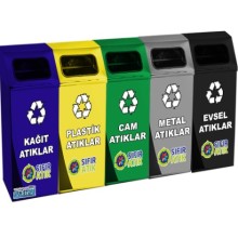 Sıfır Atık Geri Dönüşüm Kovası Seti Beşli 1017D-5