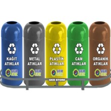 Beşli Sıfır Atık Geri Dönüşüm Kovası Seti 1013