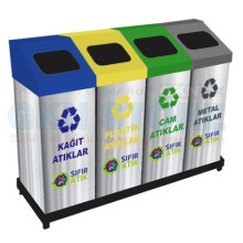 Paslanmaz Sıfır Atık Kutusu Dörtlü