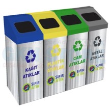 Paslanmaz Renkli Kapak Sıfır Atık Kutusu