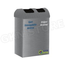 Paslanmaz Çelik İkili Sıfır Atık Kutusu Seti