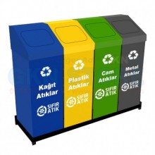 Boyalı Dörtlü Sıfır Atık Kutusu