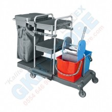 Paspas Kovalı Çöp Torbalı Kat Temizlik Arabası