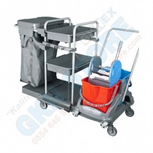 Paspas Arabalı Çöp Torbalı Kat Temizlik Arabası