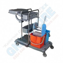 Paspas Kovalı Krom Kat Temizlik Arabası