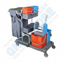 Ful Ekipmanlı Pratik Kat Temizlik Arabası