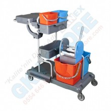 Paspas Kovalı Çift Temizlik Kovalı Pratik Kat Temizlik Arabası