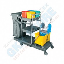 Ful Ekipmanlı Pratik Kat Temizlik Arabası