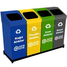 Geri Dönüşüm Kovası Dörtlü