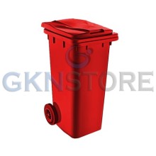 Plastik Çöp Konteyneri 120 Litre Kırmızı