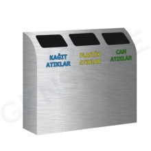 Sıfır Atık Çöp Kutusu 3'lü Metal Paslanmaz Çelik