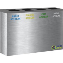 4lü Paslanmaz Çelik Sıfır Atık Kutusu