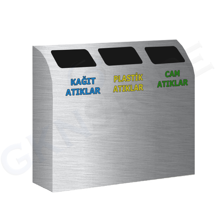 Sıfır Atık Çöp Kutusu 3lü Metal Paslanmaz Çelik